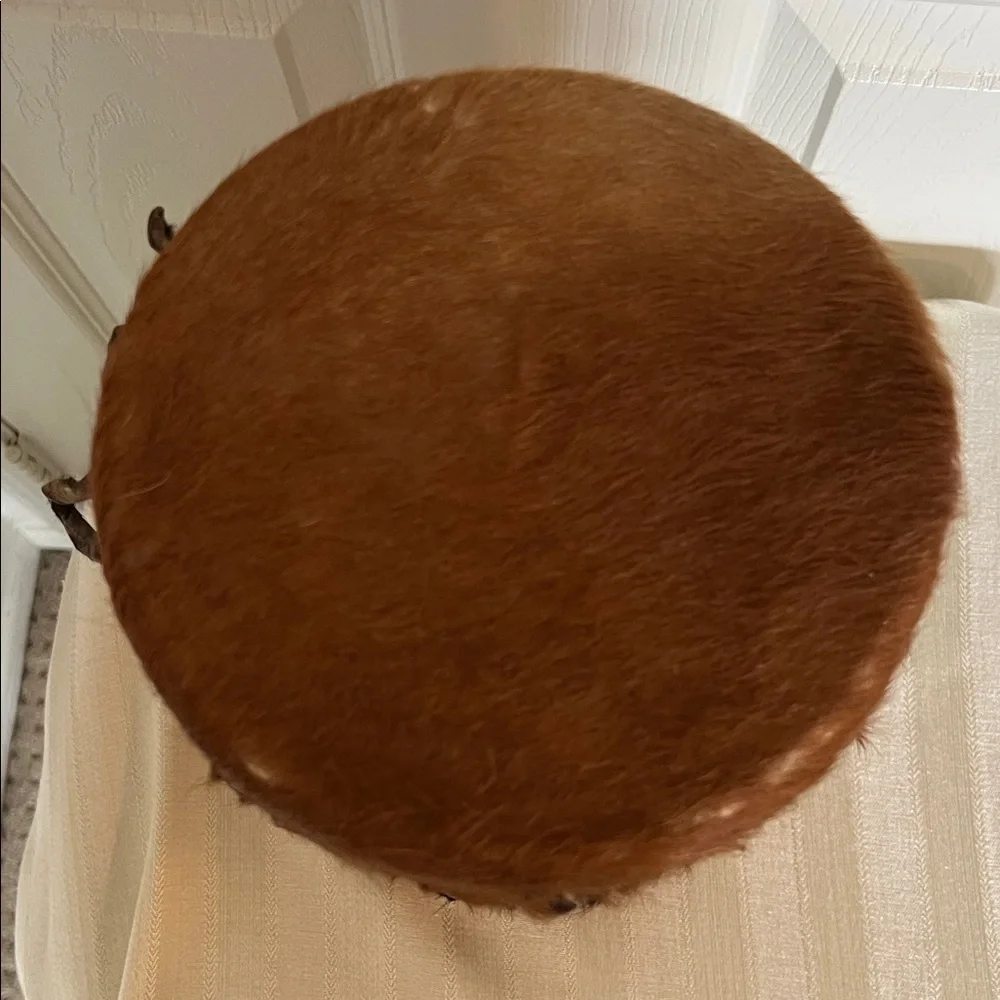 Leather & Fur Brown and Tan Drum•Hand Made in South Africa - Picture 3 of 6